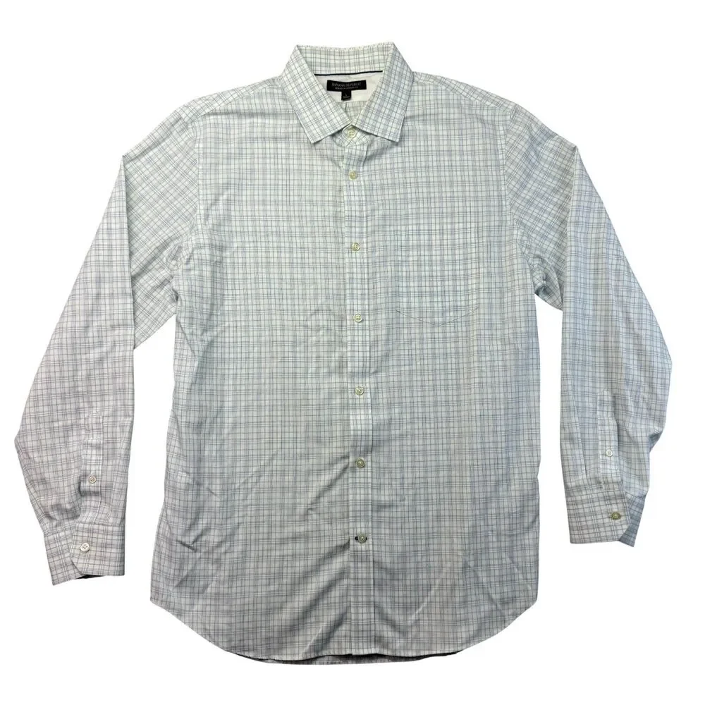 Banana Republic Shirt Men's Large White Blue Non Iron Classic Fit Button Up Top